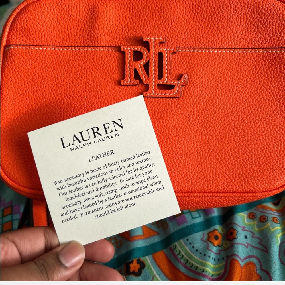 Lauren Ralph Lauren 100% leather Orange crossbody bag
